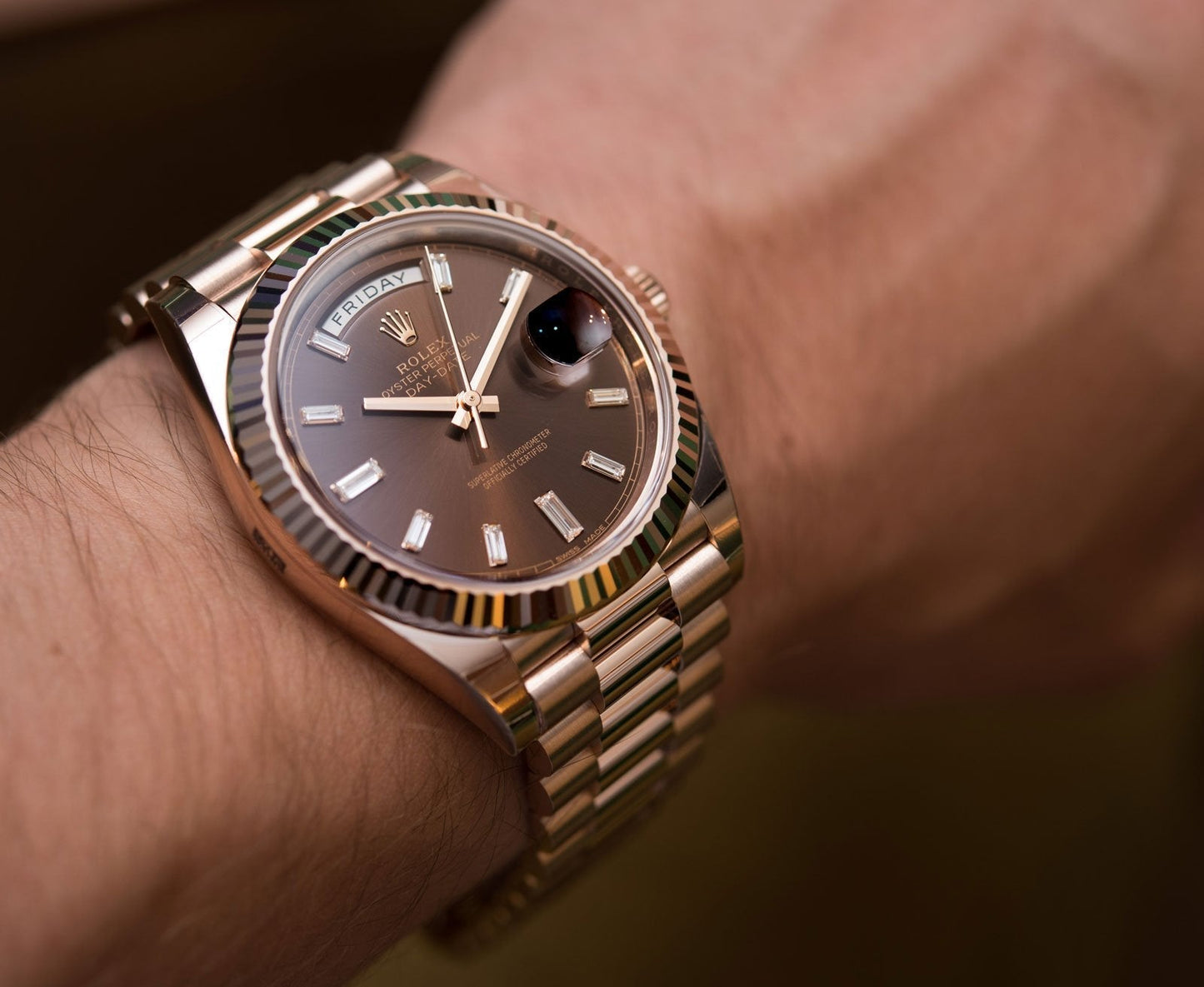 Rolex Oyster Perpetual Day-Date Brown Dial Men's Watch RLX-BW-654