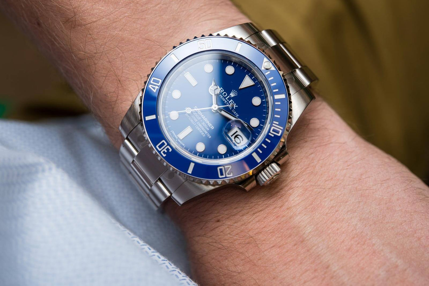 Trendy Rolex Quartz Silver Blue Dial Metal Men's Watch for Man RLX-BLUE-SUB