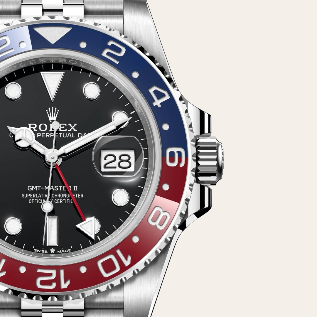 ROLEX GMT-Master II Stainless Steel Black Dial Blue Bezel Oyster silver Metal Men's Watch for Man RLX-GMT-5304