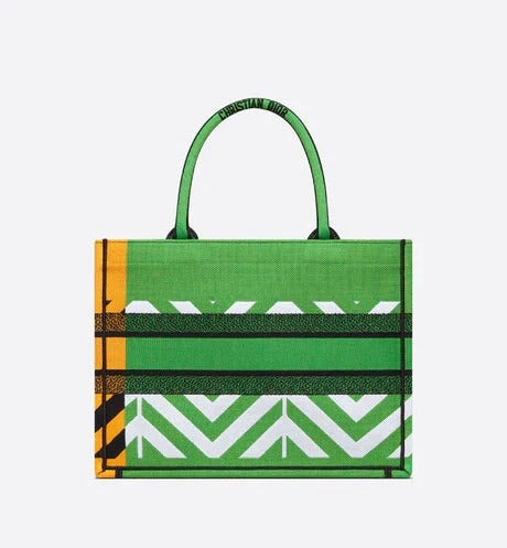 CD Women Fashion Western Style Tote Bright Green and Fluorescent Orange D-Jungle Pop Embroidery Medium Bag For Women's Or Girls Bag - Best Casual Use Bag DR-M765-WBG
