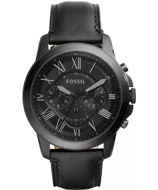 Fossil Chronograph Black Dial Leather Men's Watch - FS-5147