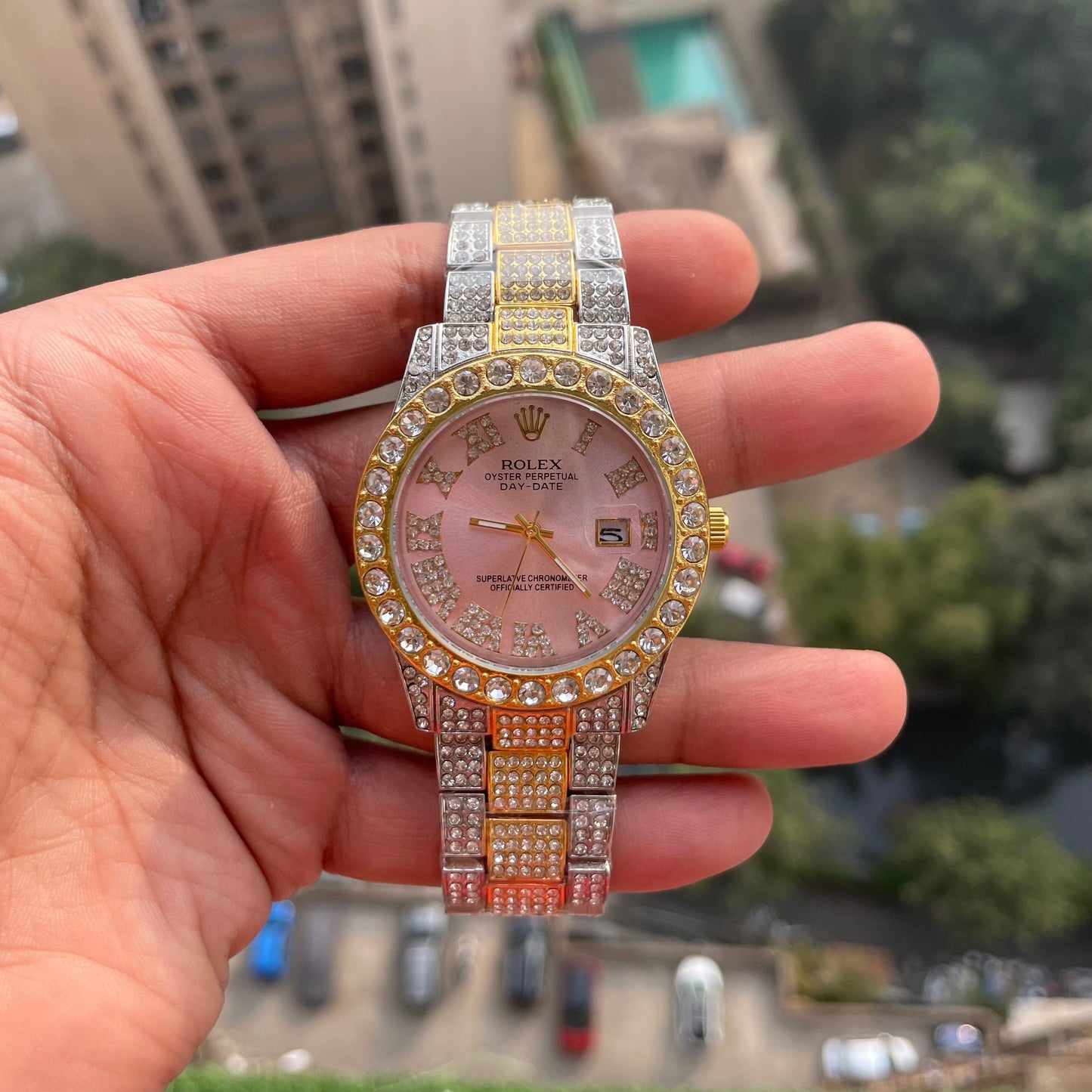 Rolex Analog Diamond Set Gold Multicolor Watch Royal Stainless Steel RLX-8083
