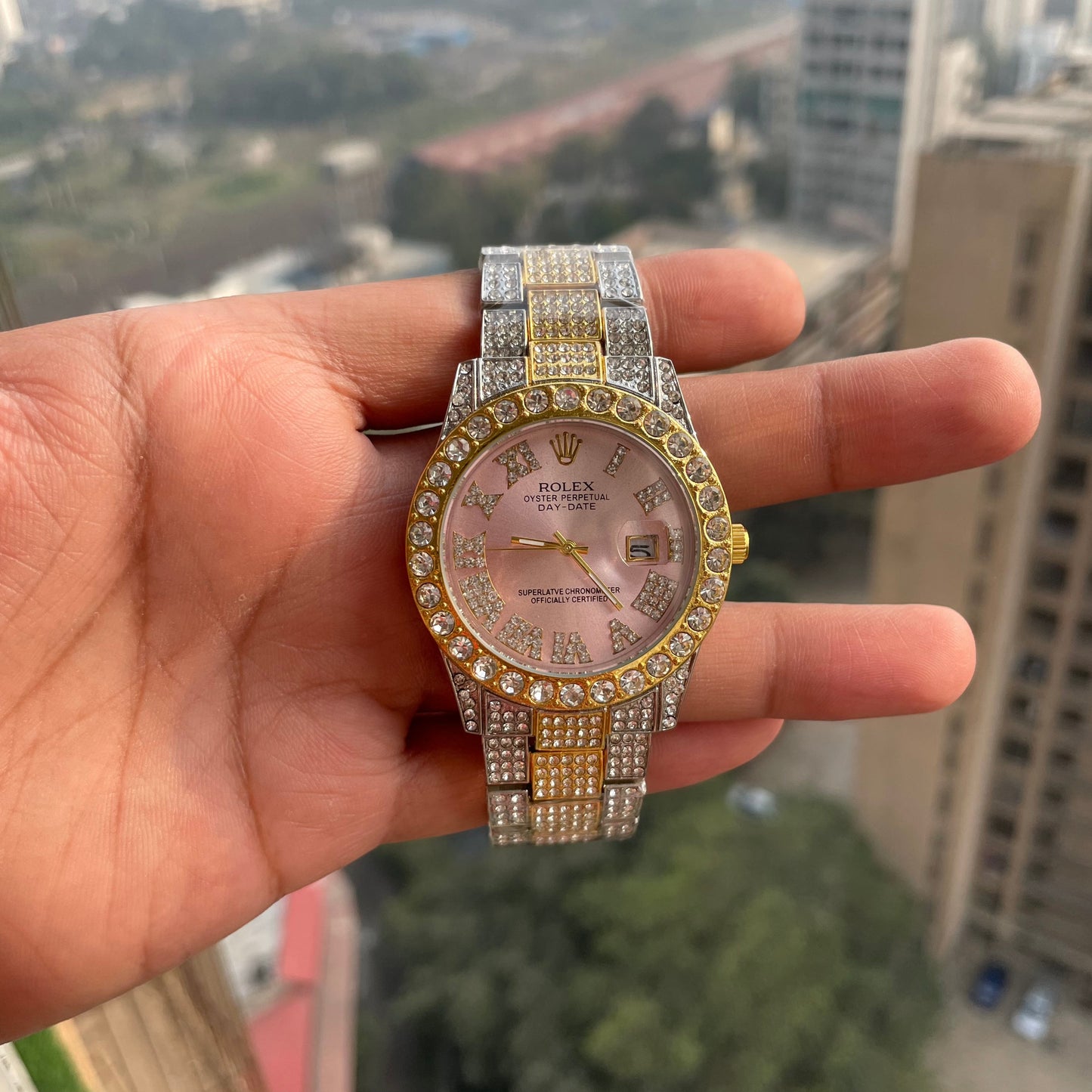 Rolex Analog Diamond Set Gold Multicolor Watch Royal Stainless Steel RLX-8083