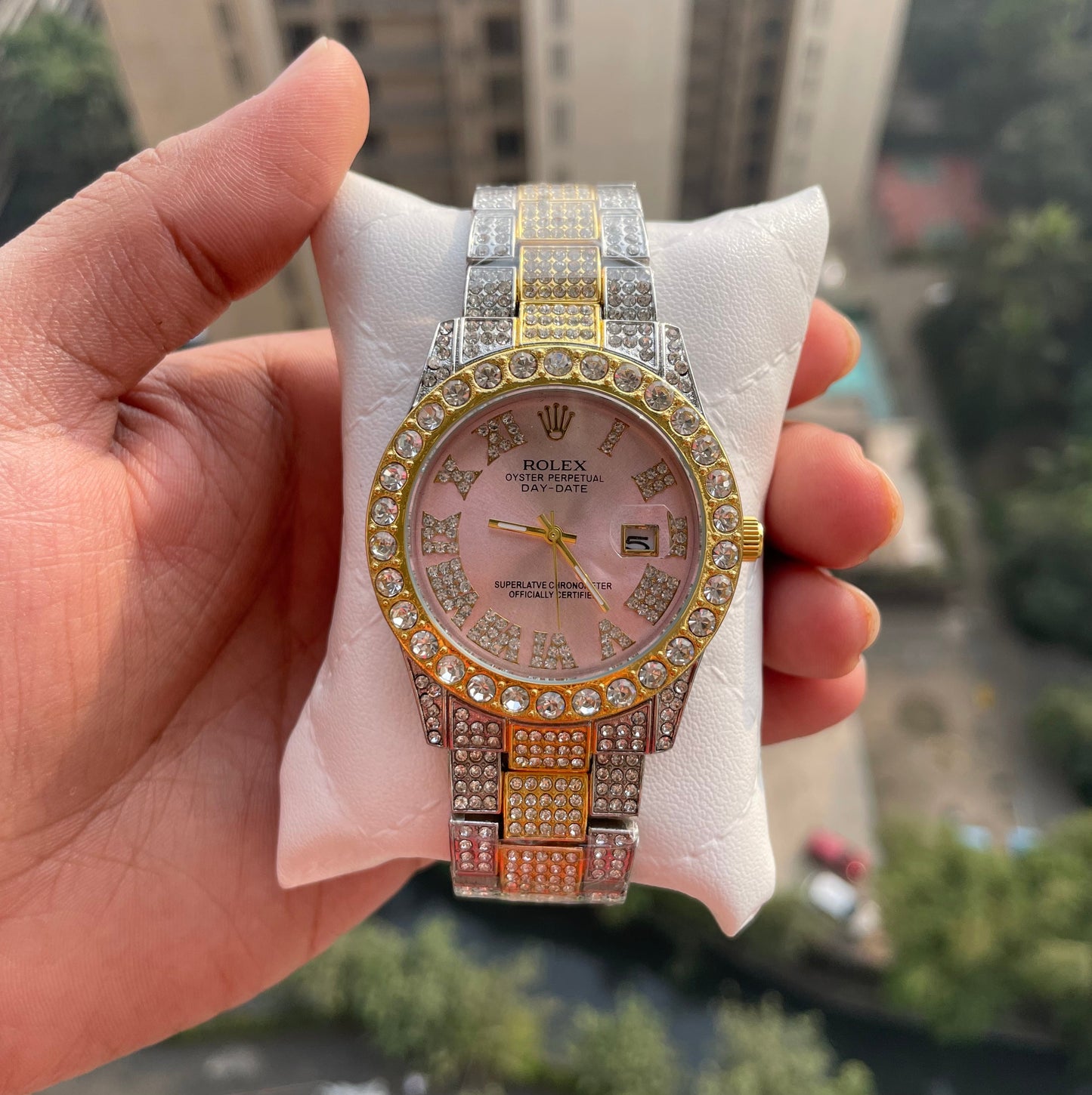 Rolex Analog Diamond Set Gold Multicolor Watch Royal Stainless Steel RLX-8083