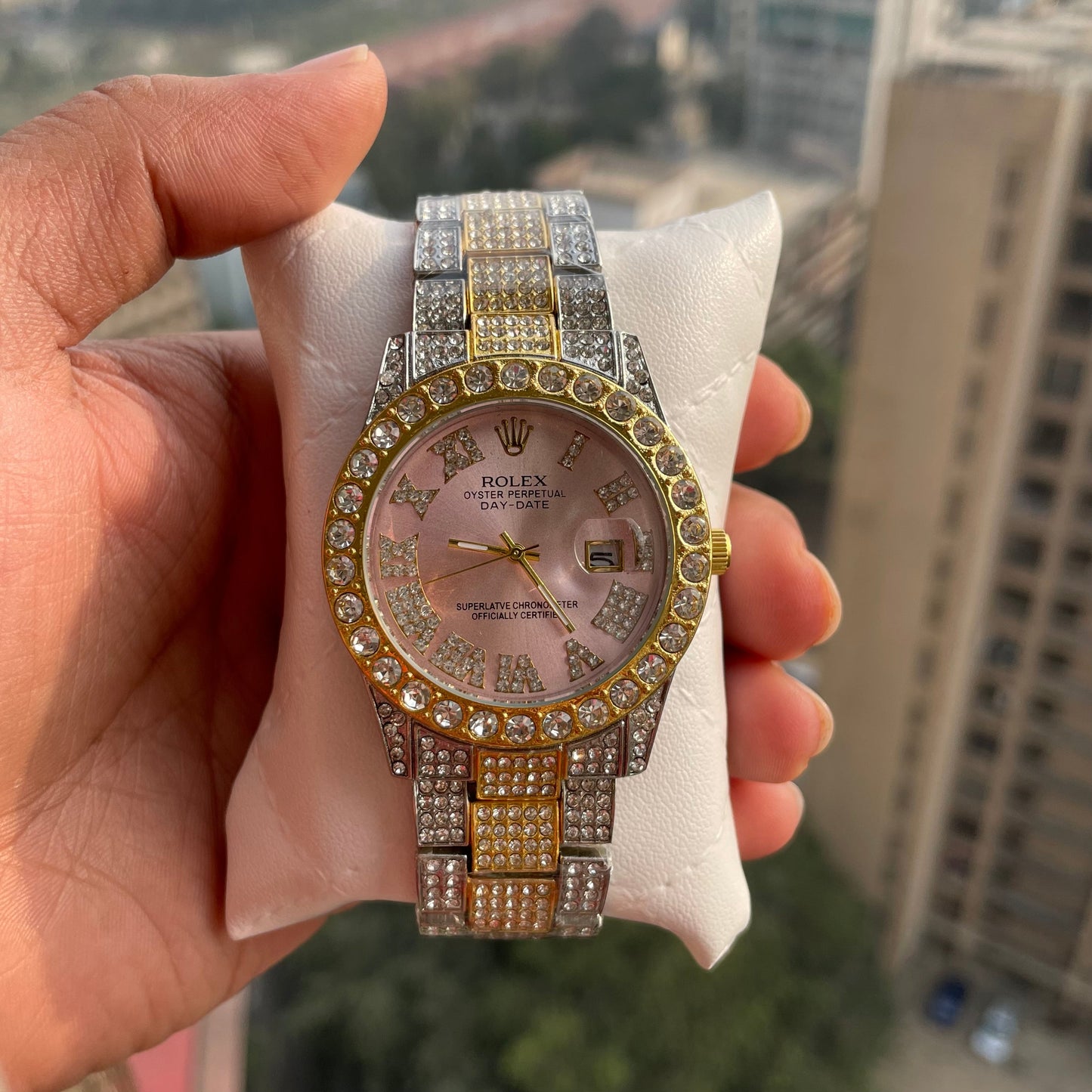 Rolex Analog Diamond Set Gold Multicolor Watch Royal Stainless Steel RLX-8083