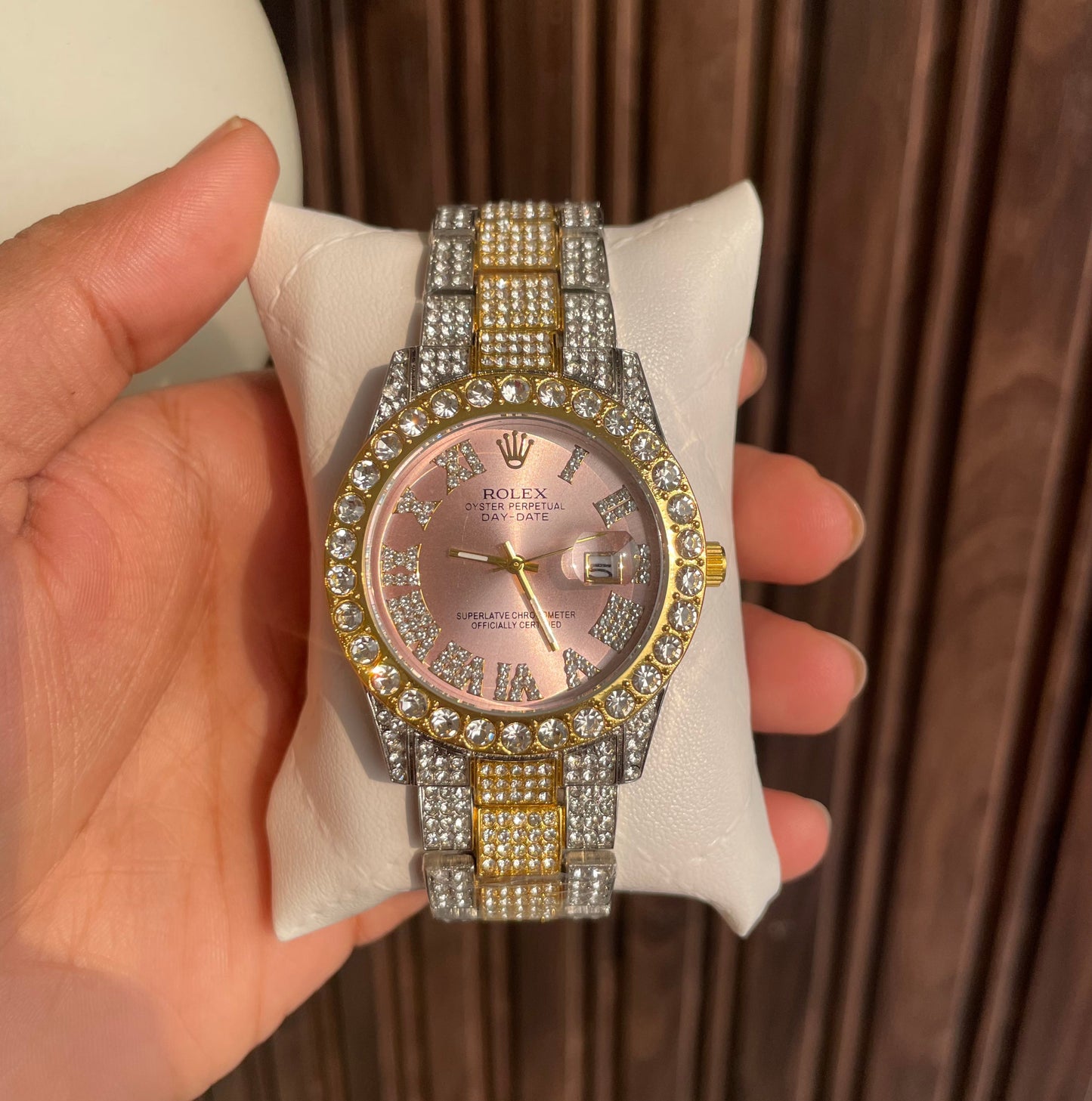 Rolex Analog Diamond Set Gold Multicolor Watch Royal Stainless Steel RLX-8083