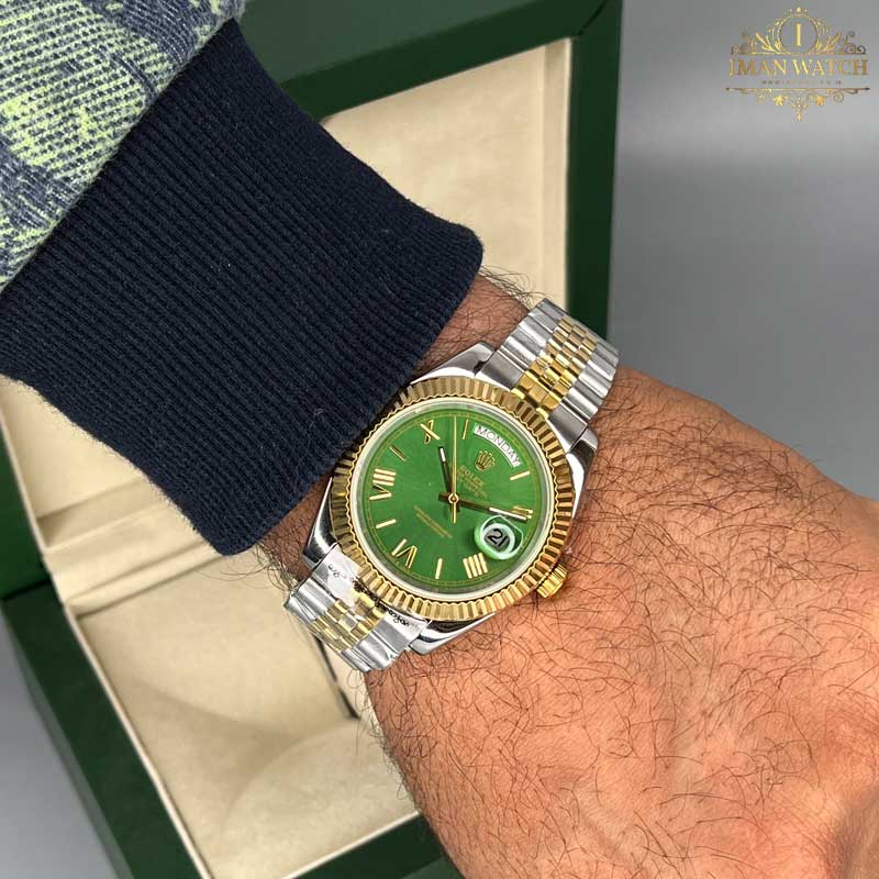 Rolex Oyster Perpetual Day-Date Olive Green Dial Dual-tone Men's Watch RLX-OYST-655