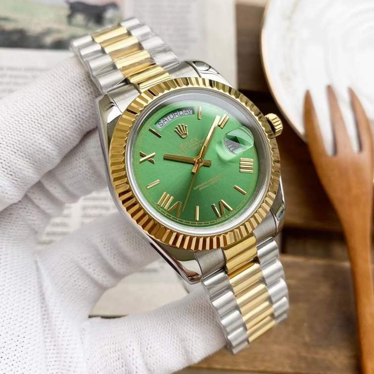 Rolex Oyster Perpetual Day-Date Olive Green Dial Dual-tone Men's Watch RLX-OYST-655