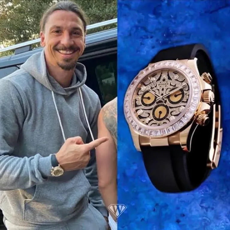 RLX Cosmograph Daytona Chronograph Quartz Chronometer Diamond Men's Watch In Rose Gold Color Case And Designer Dial- EYE OF THE TIGER TIGER-R-1166