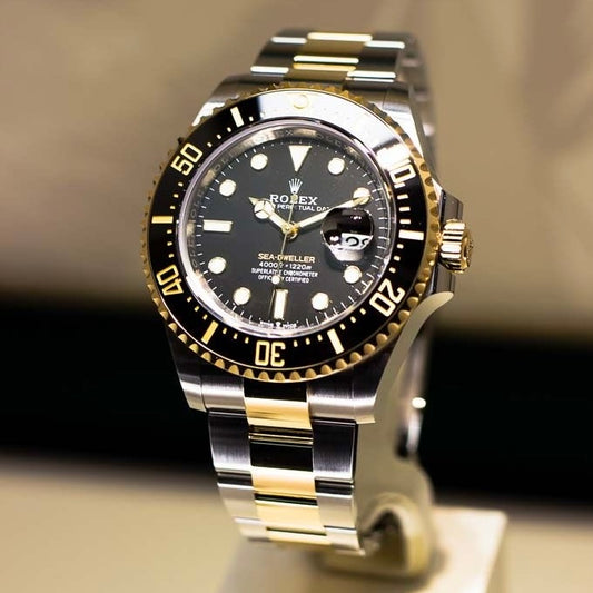RLX Submariner Dual Tone Quartz Watch With Silver Gold Dial & Stainless Steel Strap For Men