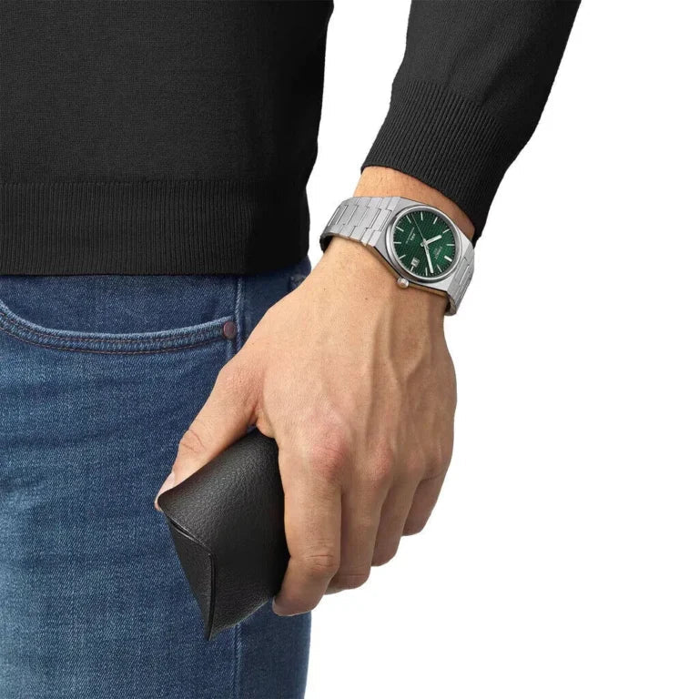 Tissot PRX Powermatic 80 Green Dial Silver Steel Strap Watch for Men - TS-4104