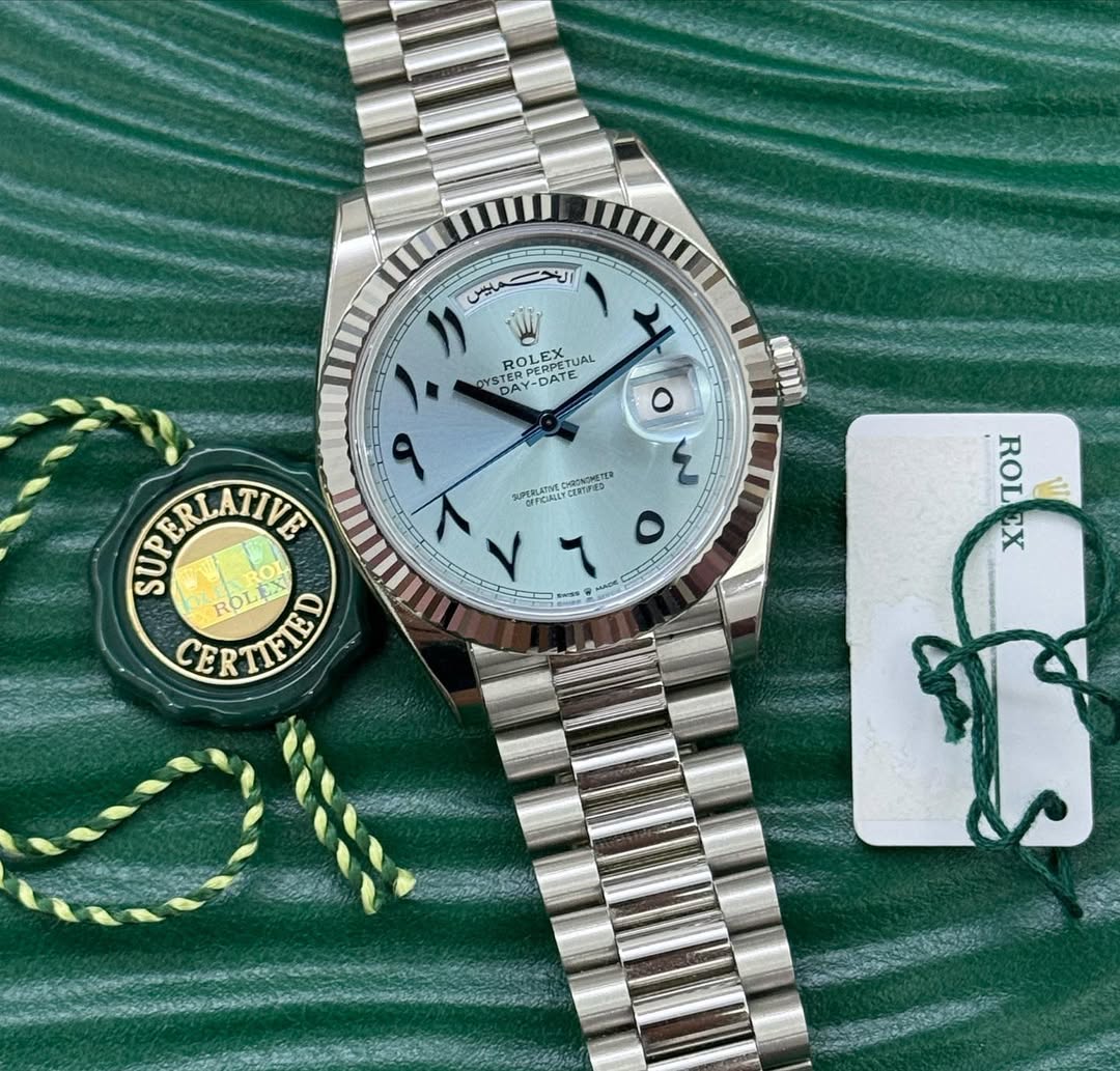 Day-Date 40 Platinum Ice Blue Arabic Dial-RLX-AB