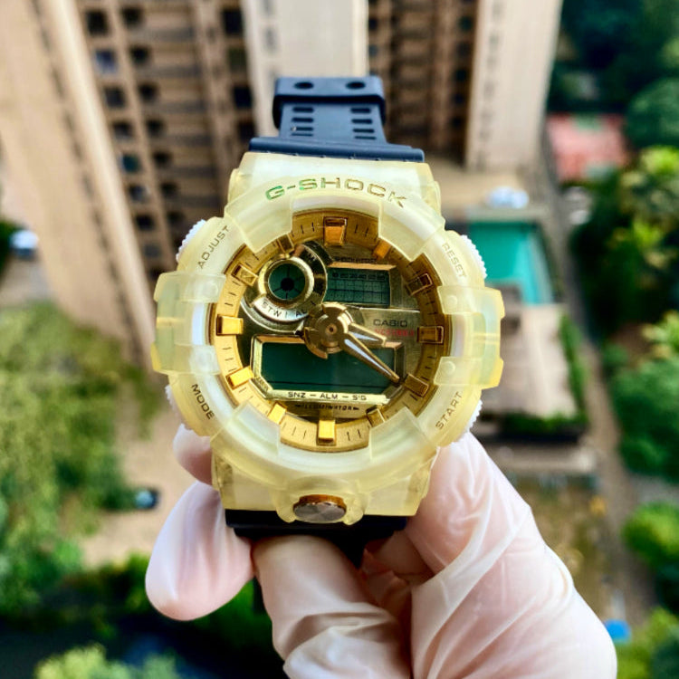 Casio G-Shock Resin Analog Digital Gold x Black Sports Men's Watch-GS-6451