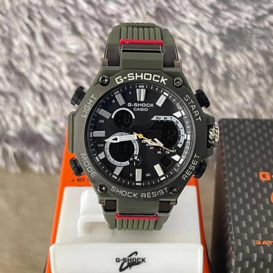 Casio G-Shock Analog-Digital Black Dial x Green Strap Men's Watch-GS-6061