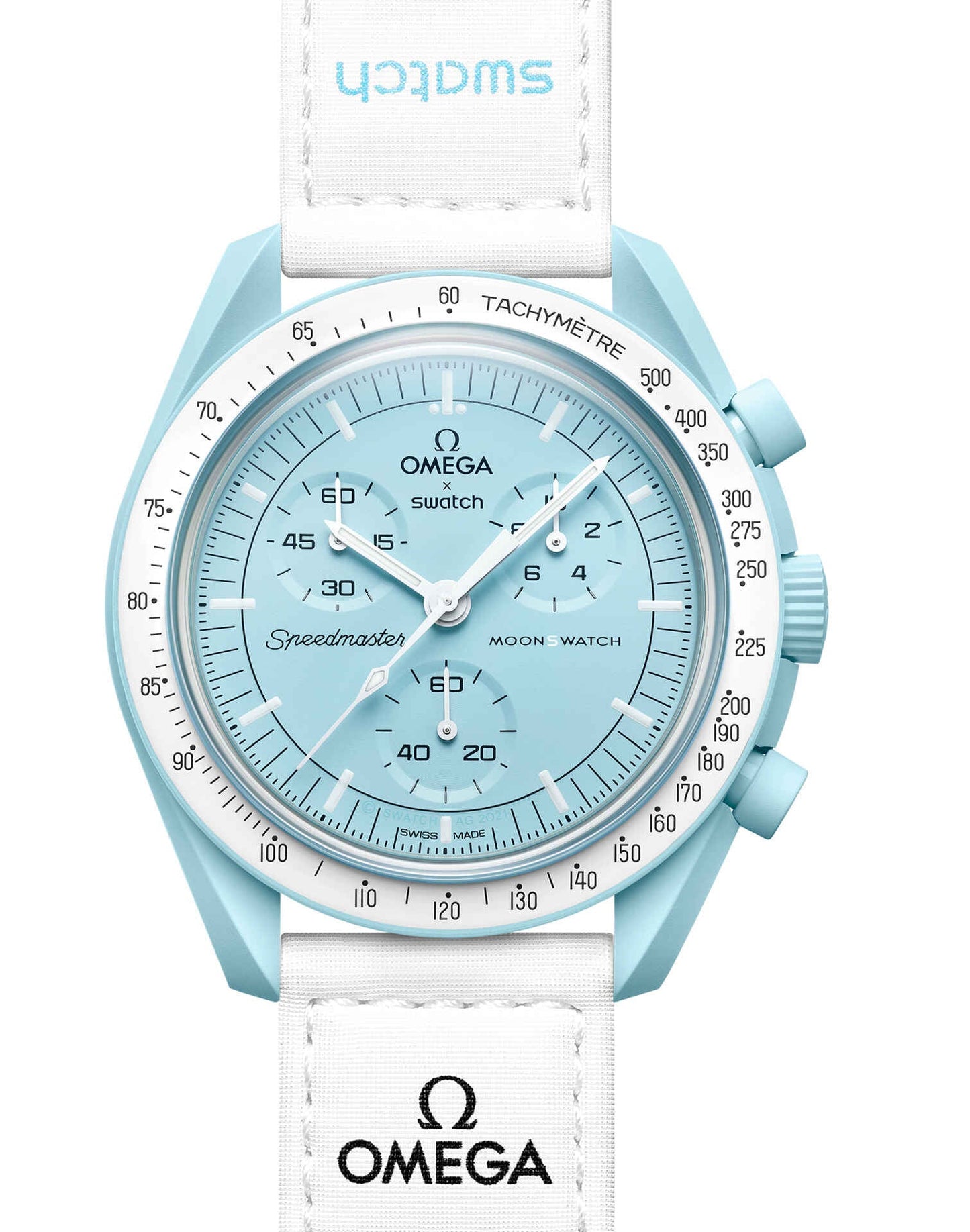 Blue Dial/White Strap Bioceramic Moonswatch Mission to Mercury OG-1027