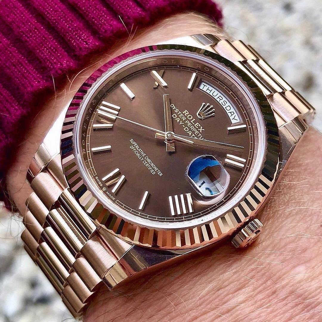 Rolex Oyster Perpetual Day-Date Brown Dial Men's Watch RLX-BW-654
