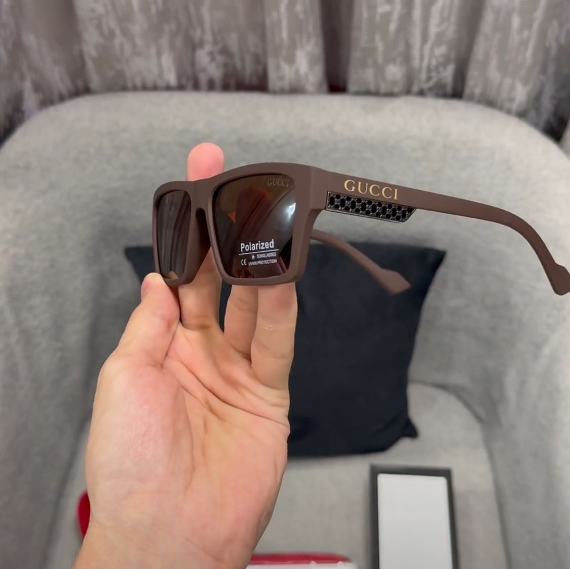 Gucci Stylish Brown Glass Men's And Women's Polarised Sunglass GC-5489