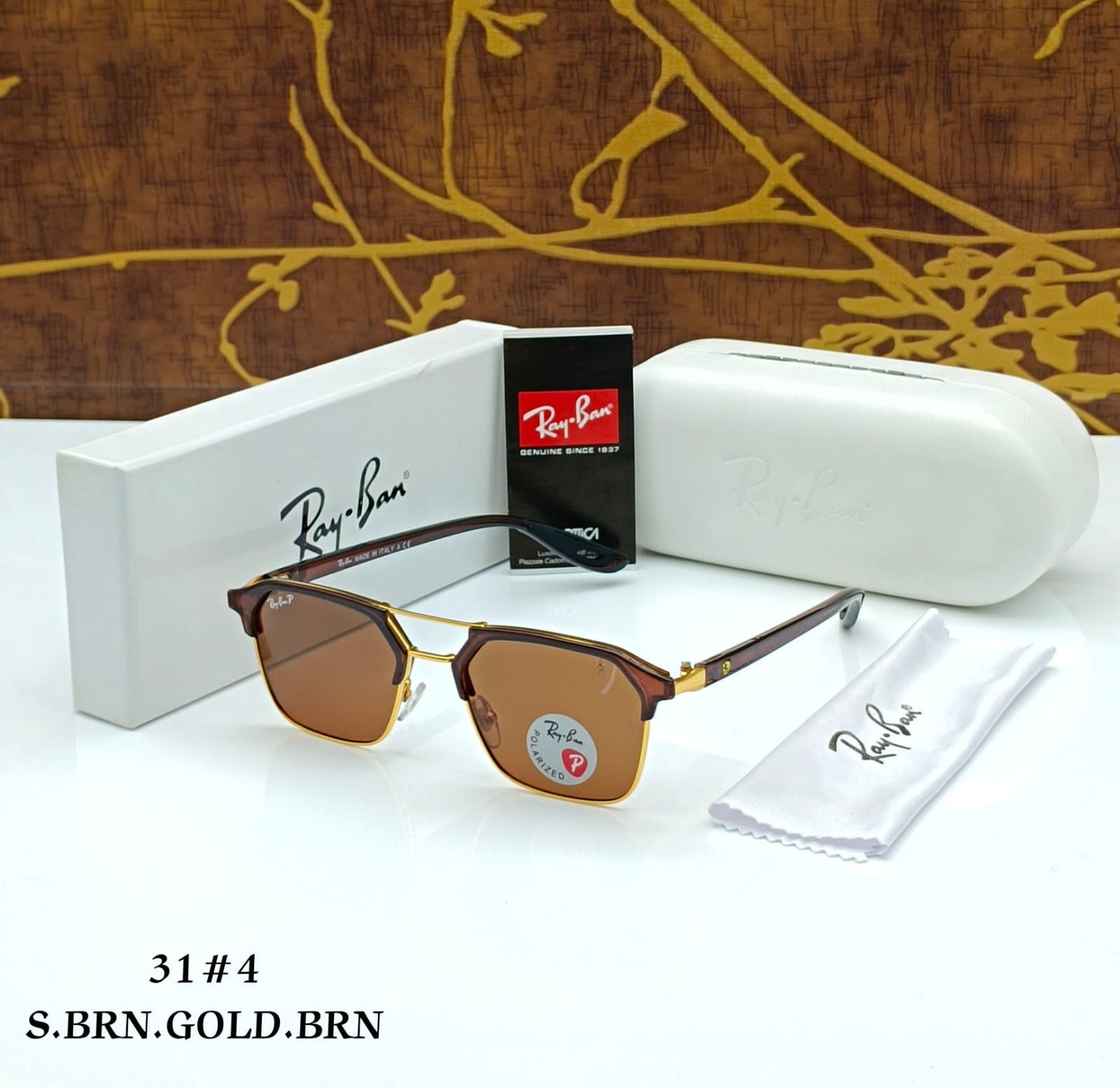 Rayban Stylish Brown Glass/Dark Brown Frame Men's And Women's Polarised Sunglass Heavy Quality RB-5495