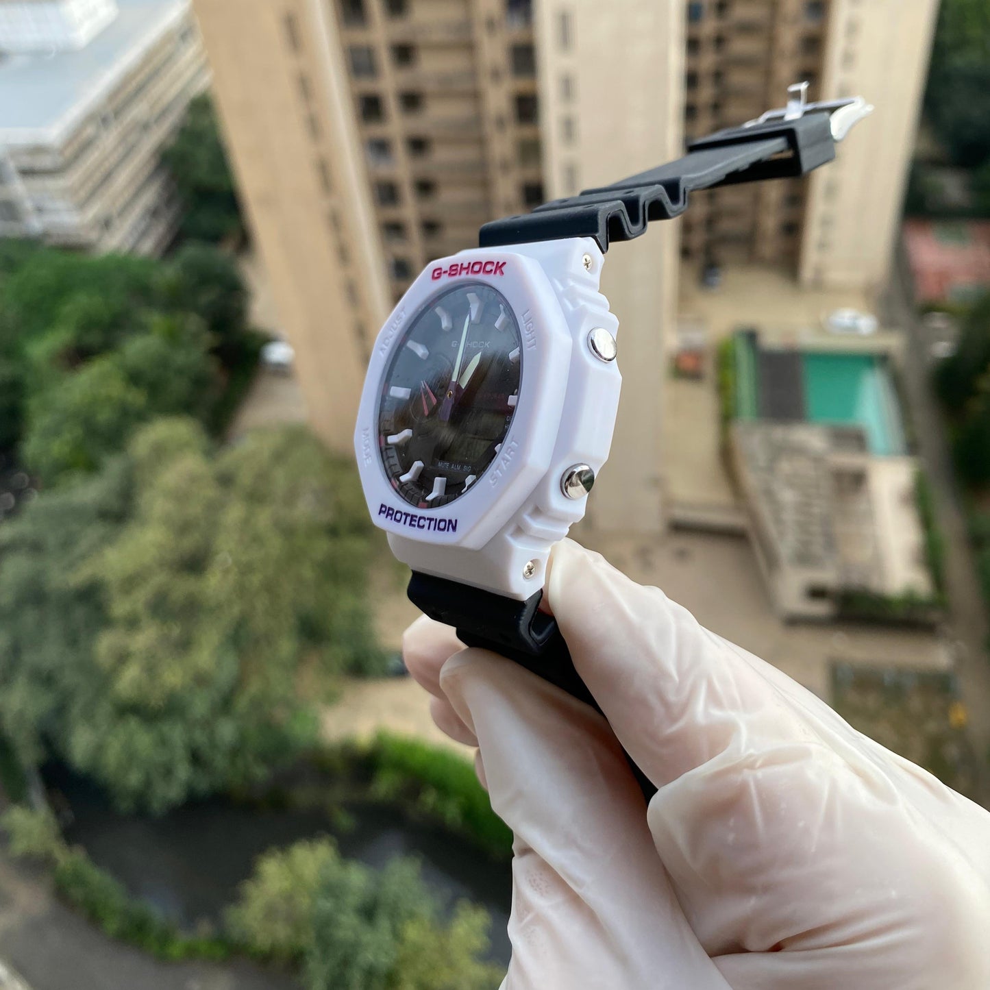 Casio G-Shock Resin Analog Digital White x Black Sports Men's Watch-GS-6452