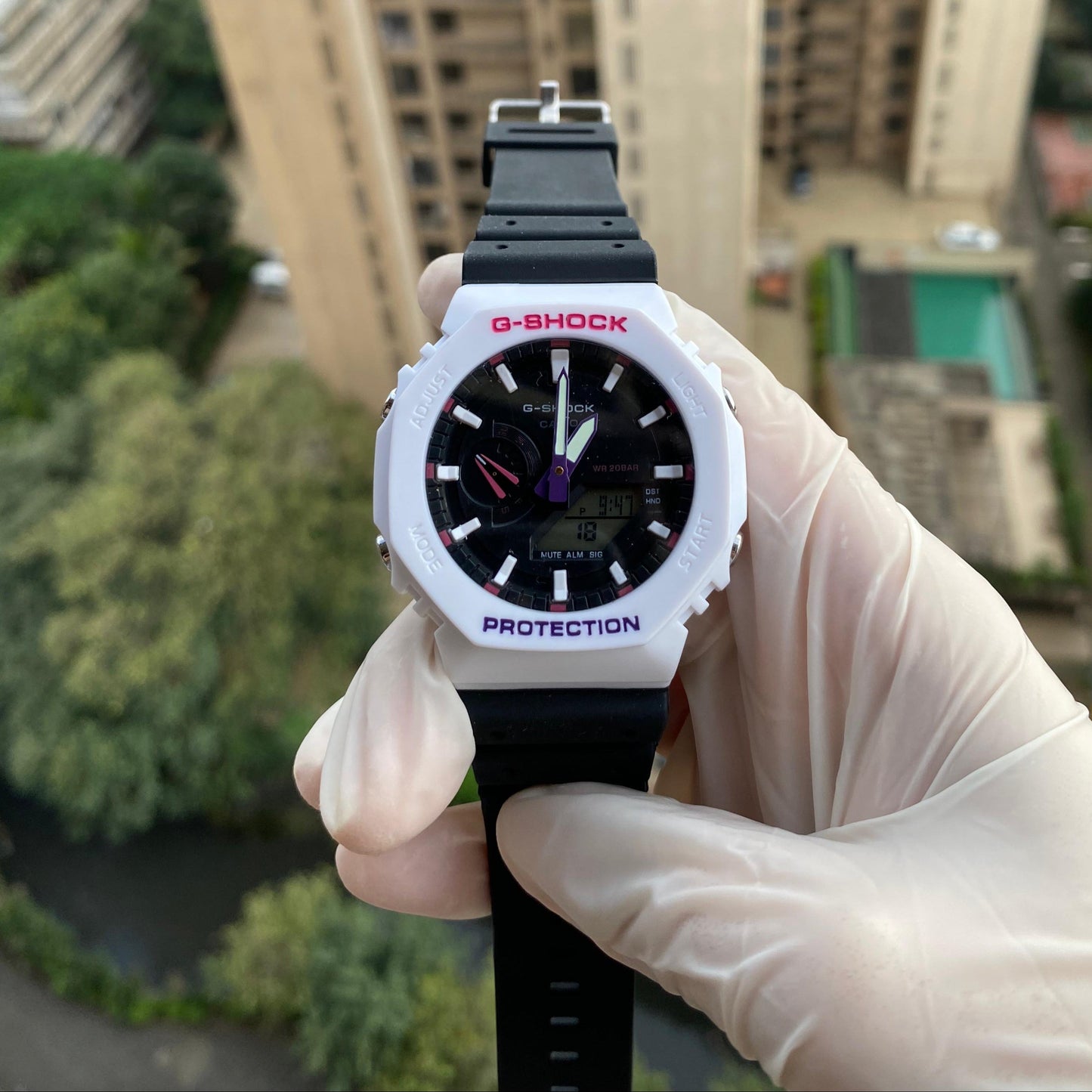 Casio G-Shock Resin Analog Digital White x Black Sports Men's Watch-GS-6452