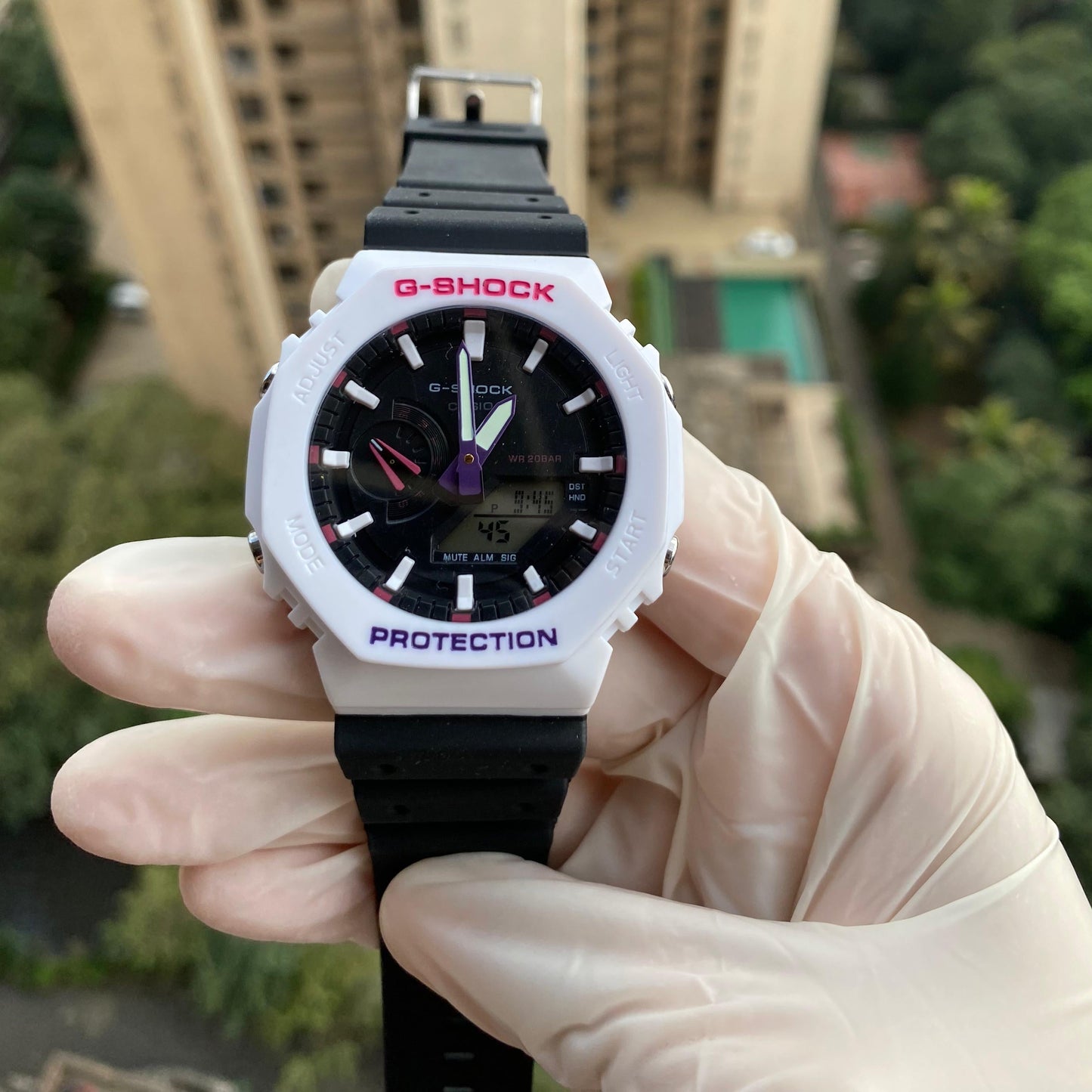 Casio G-Shock Resin Analog Digital White x Black Sports Men's Watch-GS-6452