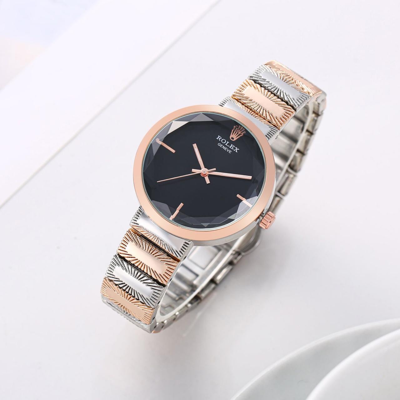 Women's two-tone Chronograph Watch Black Dial Watch For Women RLX-2405