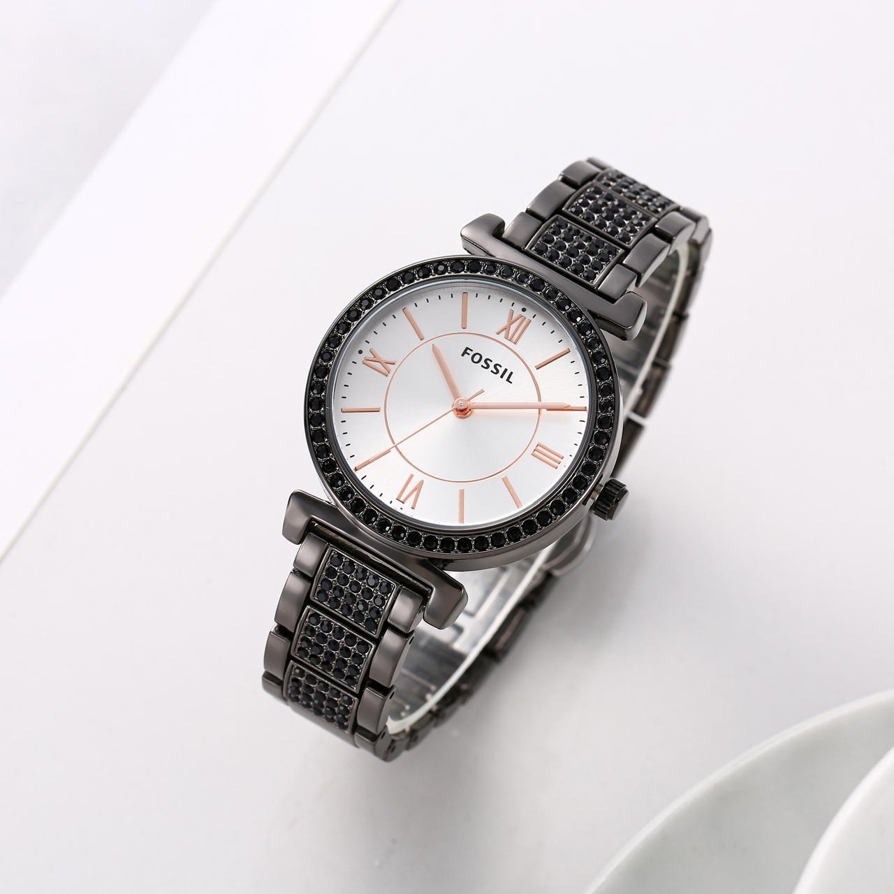 Women's Acnos Chronograph White Dial Black Strap Watch For Women ES-2414