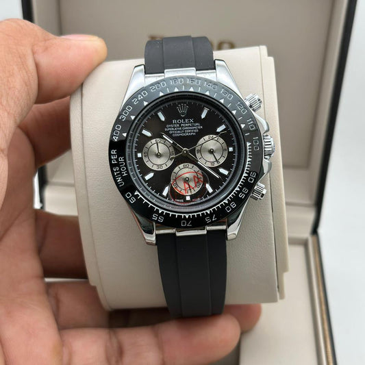 Rolex Cosmograph Silver Color Dial Ring Bezel Daytona Chronograph Quartz Chronometer Men's Watch - RLX-1162