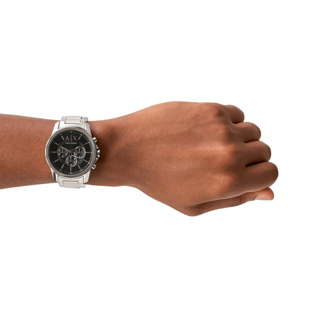 A/X Armani Exchange 44 mm Black Dial Stainless Steel Chronograph Watch For Men-AX-6443