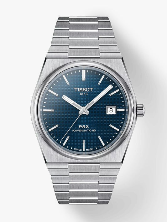 Tissot PRX Powermatic 80 Blue Dial Silver Steel Strap Watch for Men - TS-4103