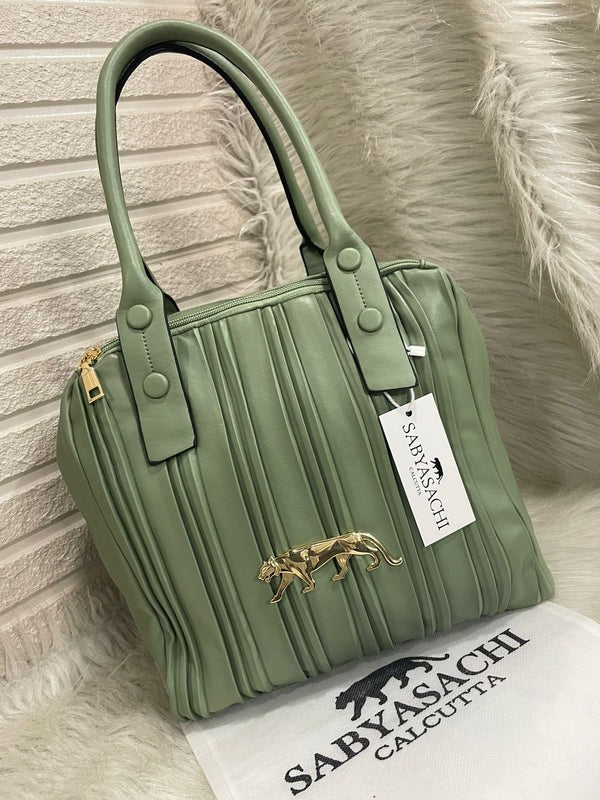 SABYASACHI Tote Handbag Premium Quality Bag In a Attractive Stylist In Green Color Hand Bag With Tote Bags Branding, Tag & Dust Cover With 3 Apartment And Long Sling For Women's Or Girl's SS-9103B