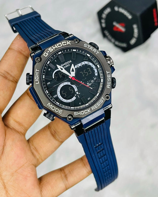 Casio G-Shock Analog-Digital Black Dial x Blue Strap  Men's Watch-GS-6066