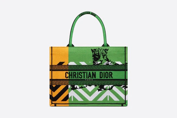 CD Women Fashion Western Style Tote Bright Green and Fluorescent Orange D-Jungle Pop Embroidery Medium Bag For Women's Or Girls Bag - Best Casual Use Bag DR-M765-WBG