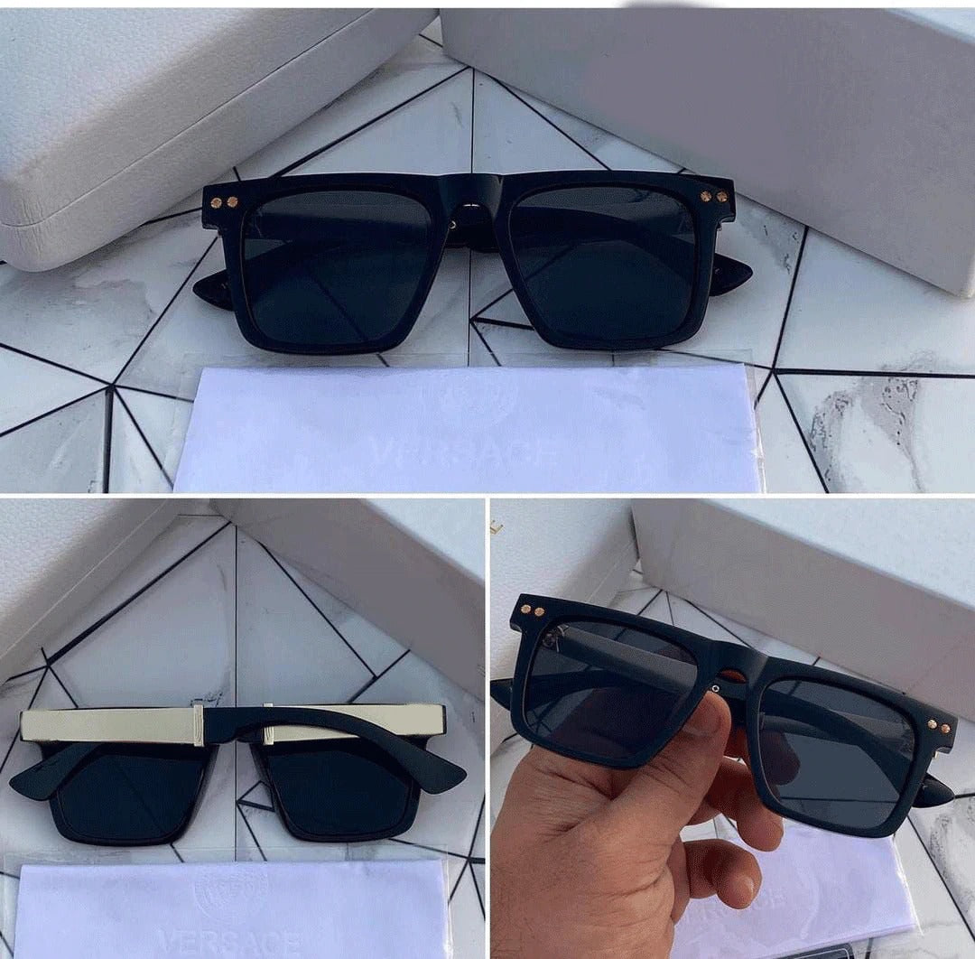 Square Sunglasses For Men For Women Golden And Black Stick Sunglass VER-436