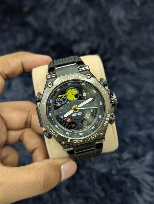 Casio G-Shock Ferrari Analog-Digital Black Dial Men's Watch-GS-6068