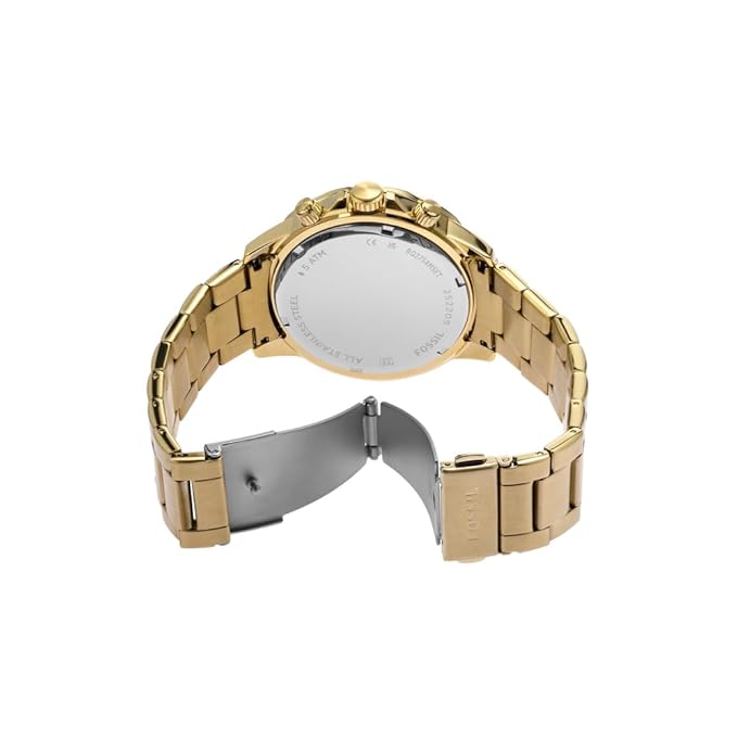 Fossil Analog Gold Dial Black Case Men's Watch FS-2542