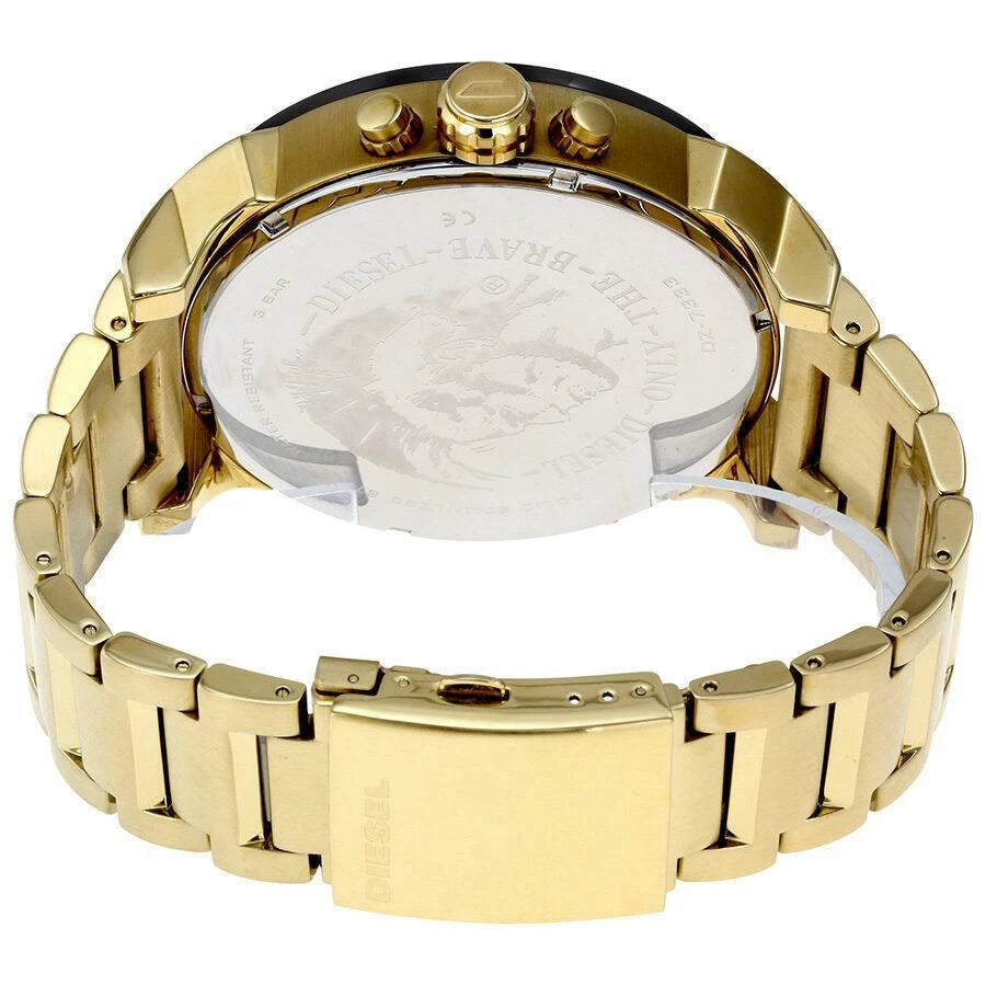 Diesel Big Daddy Multi-Function Chronograph Analog Black Dial Gold Strap Men's Watch DZ-8016