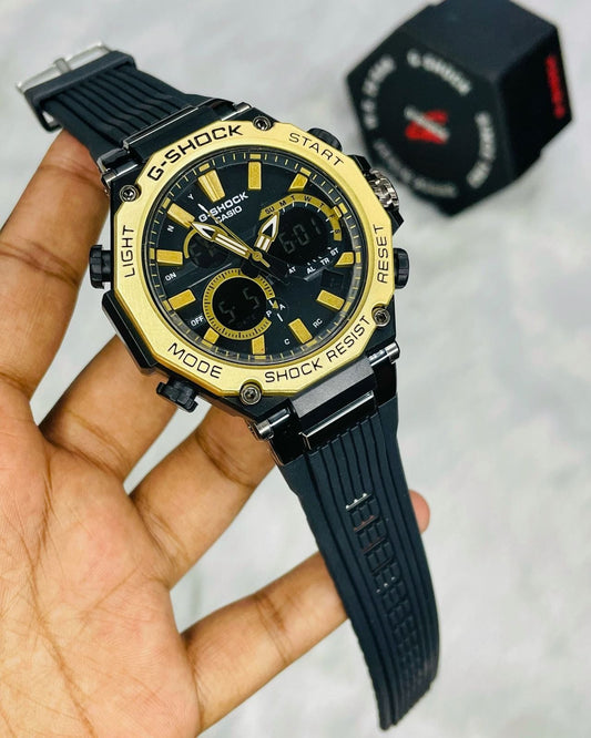 Casio G-Shock Analog-Digital Black Dial x Gold Case Men's Watch-GS-6065