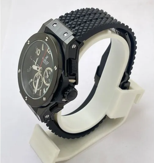Hublot Black Dial Mens Chronograph Watch Classic Fusion Black Rubber Watch For Man HB-GR-24