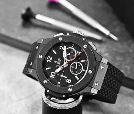 Hublot Black Dial Mens Chronograph Watch Classic Fusion Black Rubber Watch For Man HB-GR-24