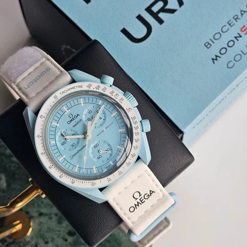 Blue Dial/White Strap Bioceramic Moonswatch Mission to Mercury OG-1027