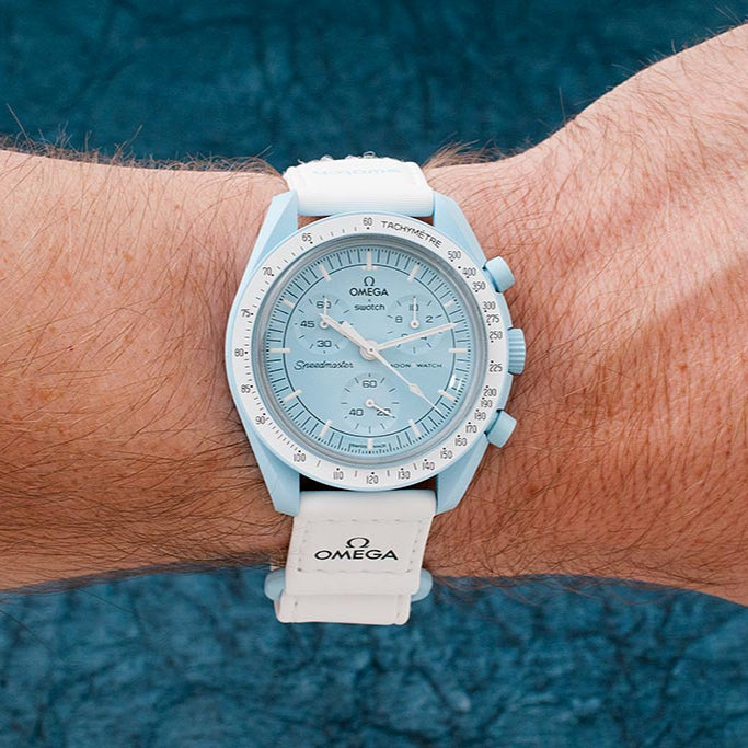 Blue Dial/White Strap Bioceramic Moonswatch Mission to Mercury OG-1027