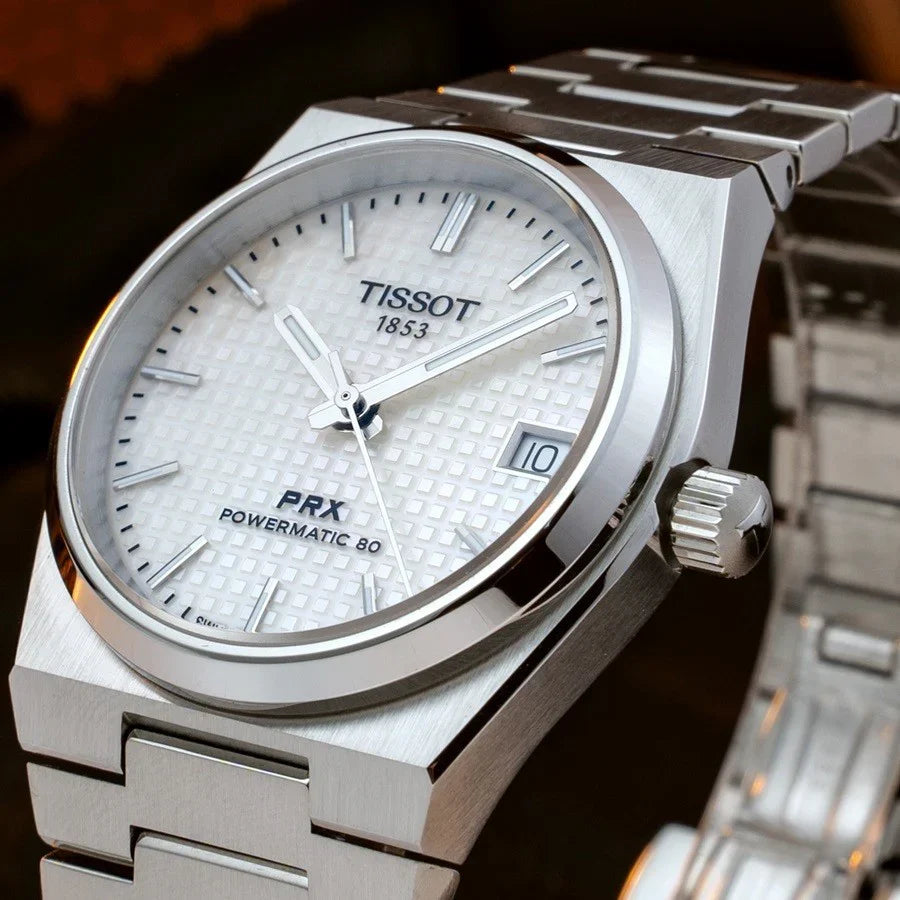 Tissot PRX Powermatic 80 White Dial Silver Steel Strap Watch for Men - TS-4101