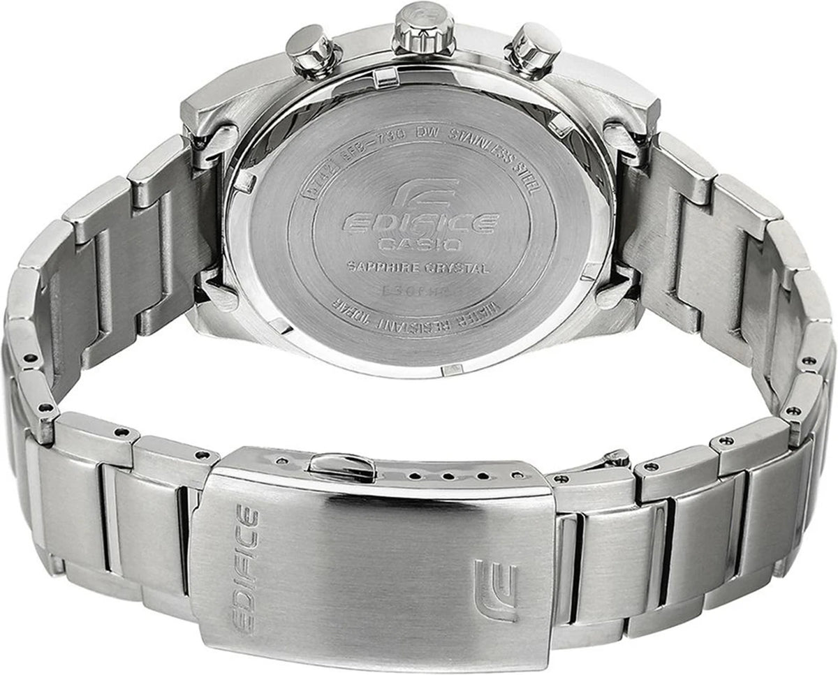 Casio Edifice Chronograph Quartz Men's Watch With Silver Strap/Green Dial ED415