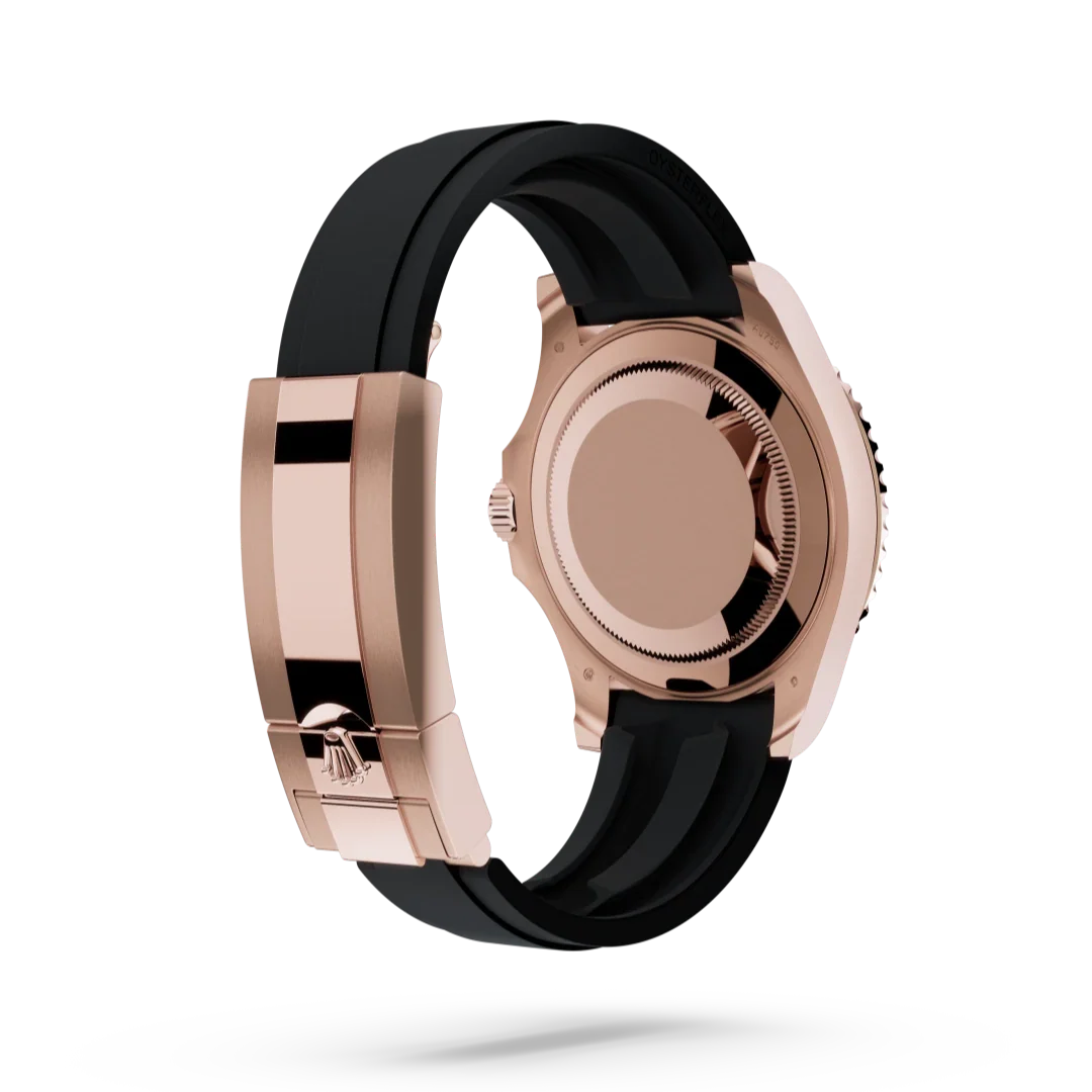 RLX Yacht-Master Rosegold Analog Black Dial Ceramic Bezel Oyster-flex Silicon Bracelet Men's Watch For Man Rlx-M268655-0004