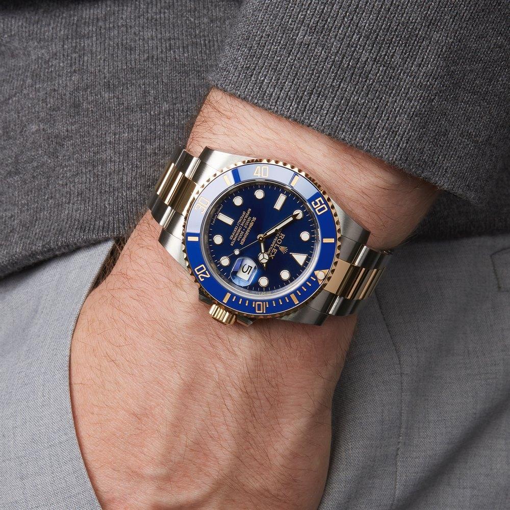 RLX Watches Submariner Automatic Silver Gold Blue Dial Metal Men's Watch for Man RLX-BLUE-SG Dual Tone