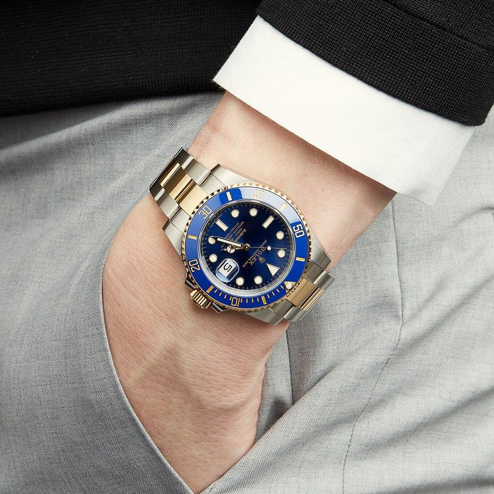 RLX Watches Submariner Automatic Silver Gold Blue Dial Metal Men's Watch for Man RLX-BLUE-SG Dual Tone