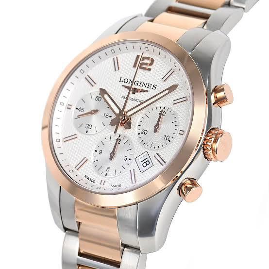 Longines Chronograph Working Men's Watch With Gold & Silver Belt And White Dial Dated Watch For Men's LGN-L2-786