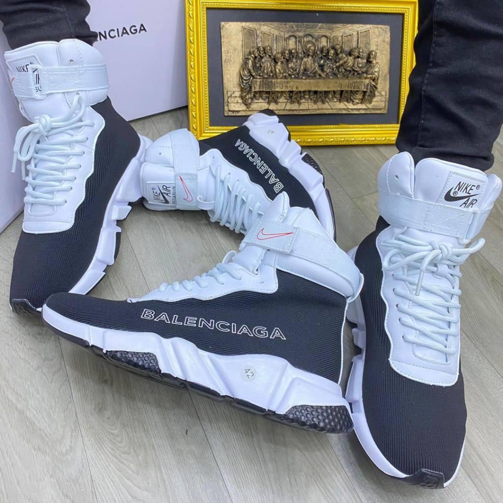 Nike Air Balenciaga High Top White Black Shoe - Balenciaga-Speed-Trainer-021
