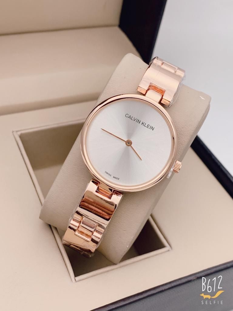 Qurtz Movement Drift Rose Gold Case Watch And Stainless Steel Rose Gold Color Strap White Dial Braclet Watch for Women's or Girls_ CK-119